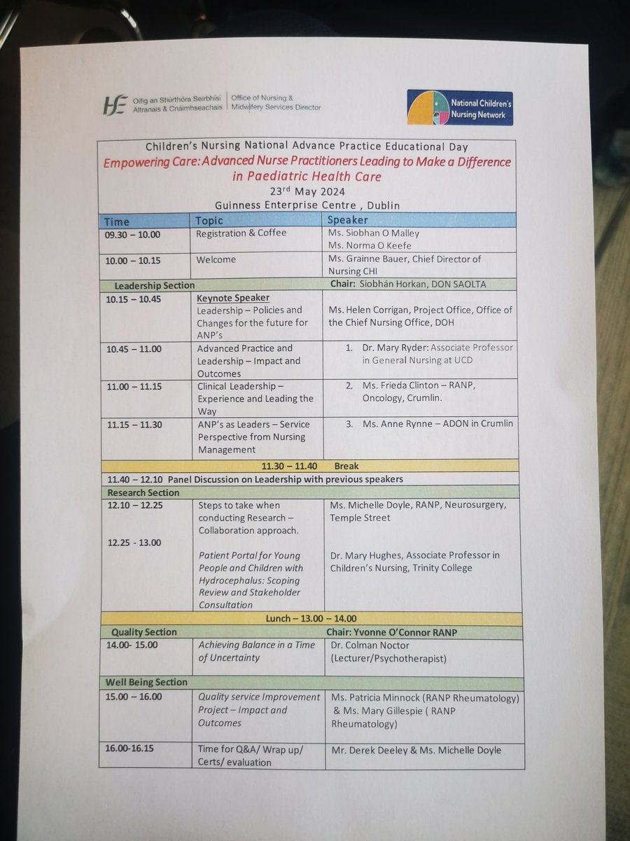 Looking forward to the Paediatric ANP Day. Great variety of speakers and topics being covered. @RogerConnor8 @DeniseLynch1 @priyaroseline @Julieohanrahan2 @AdrianCleary101 @gra_milne12 @NursingOlol @ncnn_irl