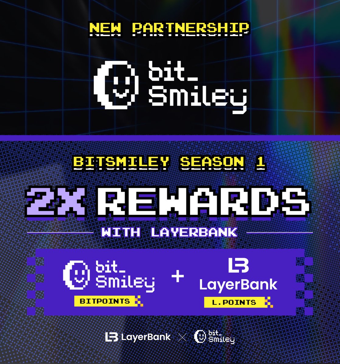 New Partnership
<a href="/LayerBankFi/">LayerBank</a>  🤝 <a href="/bitsmiley_labs/">bitSmiley | bitUSD</a> 
LayerBank is thrilled to join forces with BitSmiley, the first stablecoin project in the BTC ecosystem. Securely deposit bitUSD into LayerBank's <a href="/BitlayerLabs/">Bitlayer</a> mainnet and earn both bitPoints and L.Points at the same time.
