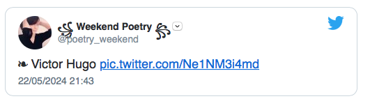 Bonjour
je recherche un texte de Victor Hugo que vous avez publié autour du 22 mai(voir pièce jointe). impossible de le retrouver. Pouvez-vous me donner le lien?
Merci et bonne journée
Gabs