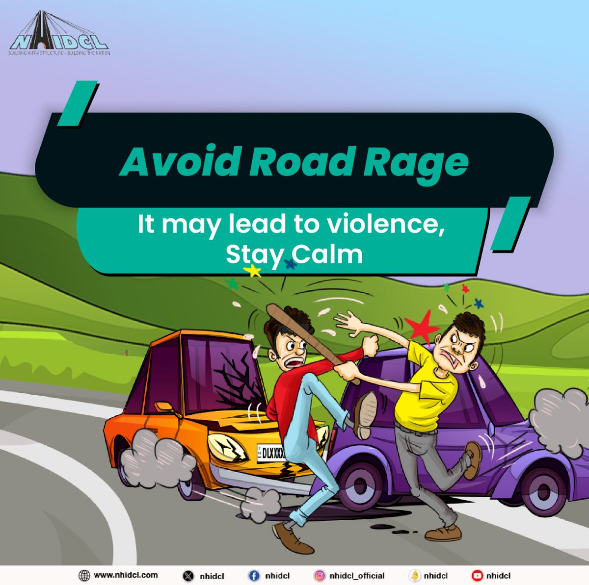 Road rage can lead to unfavourable situations and might also result in injuries. Maintaining politeness and avoiding road rage is better to ensure a smooth traffic flow. 
#SadakSurakshaJeevanRaksha #SafeDriveForPreciousLife #DriveSafe #RoadSafety #NHIDCL #BuildingInfrastructure