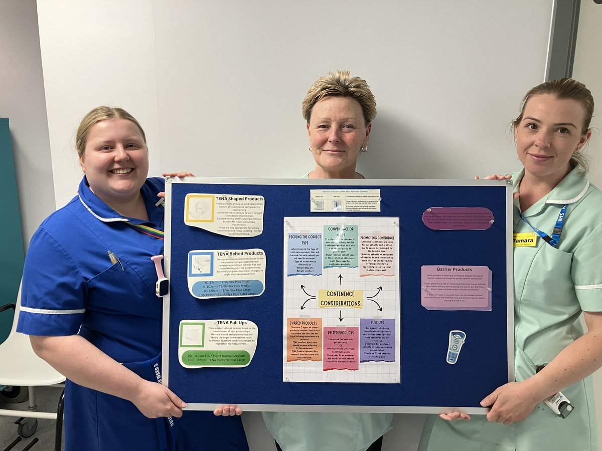 Following an informative session on the proper use of continence products, the staff on Coton are helping to spread the word and ensure we are always making the correct choices with our patients to meet their needs whilst promoting their dignity and independence 👏🏻👏🏻