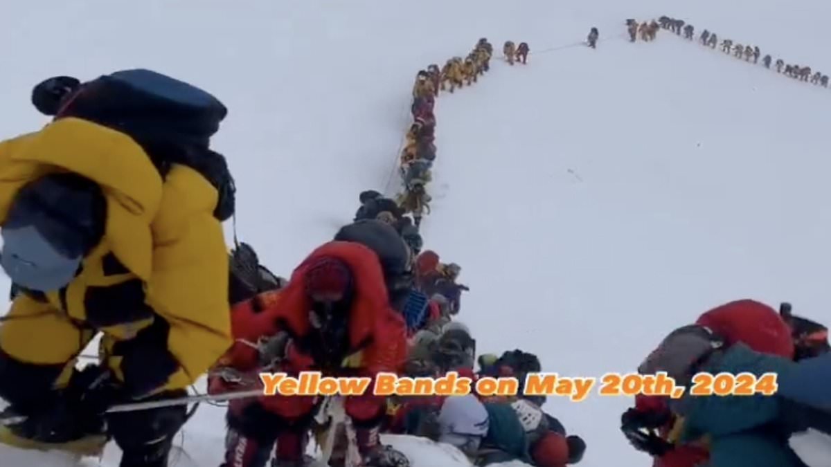 The mad dash to scale Everest: Video shows huge 'traffic jam' of climbers snaking up ice-covered slopes in 'weather window rush hour' as two more go missing days after Brit, 40, and Sherpa disappeared near summit trib.al/wgDVqRD