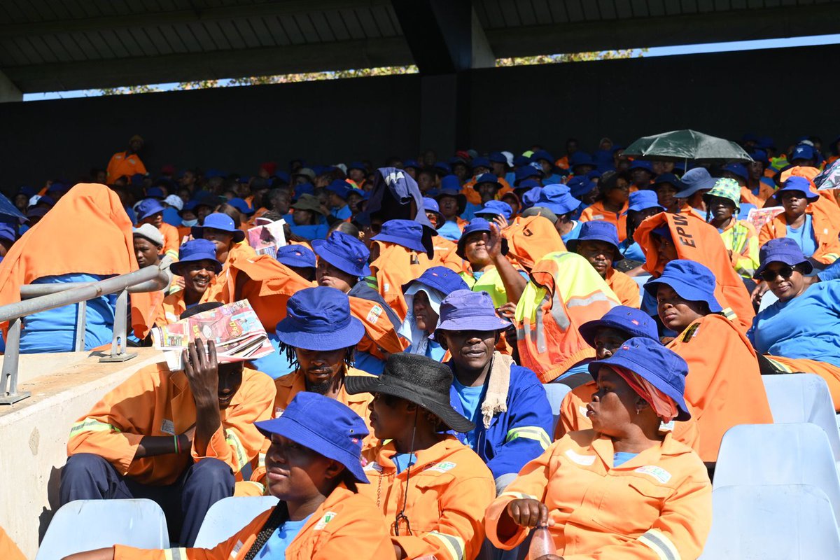 DepartmentPWI's tweet photo. Today we are at Harry Gwala Stadium in Pietermaritzburg, celebrating #20yearsofepwp, and launching phase V of the programme https://t.co/Hv31f5W5IG