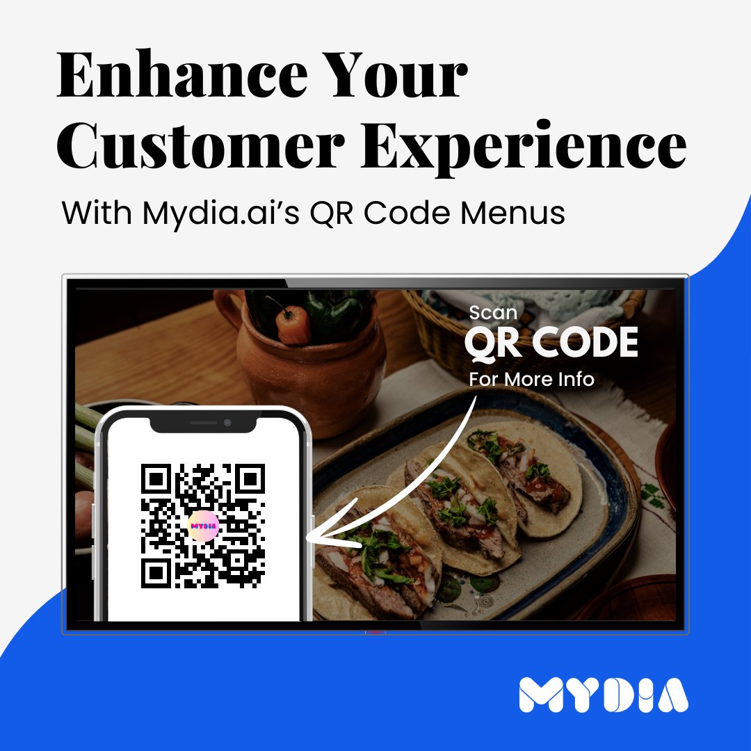 mydia_ai's tweet image. Why Switch to Mydia&apos;s QR Code Menus? 📱

✅ Enhance Customer Experience
✅ Instant Updates
✅ Hygienic and Safe
✅ Easy Customization

Create your personalized QR menu effortlessly with Mydia. 🚀

#mydia #customqrcode #qrcode #restaurantmenu