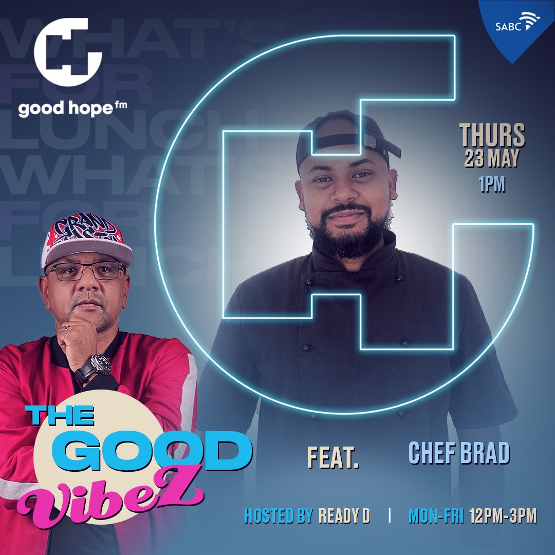 Get ready to tantalize your taste buds! 🍽️✨   

Join the vibez  as @Cutintwo02 visits #TheGoodVibez with @DJReadyD for yet another mouthwatering episode of #WhatsforLunch 😋   

Don't miss out on these delicious Vibez! 🔥   

#CapeTownsOriginal