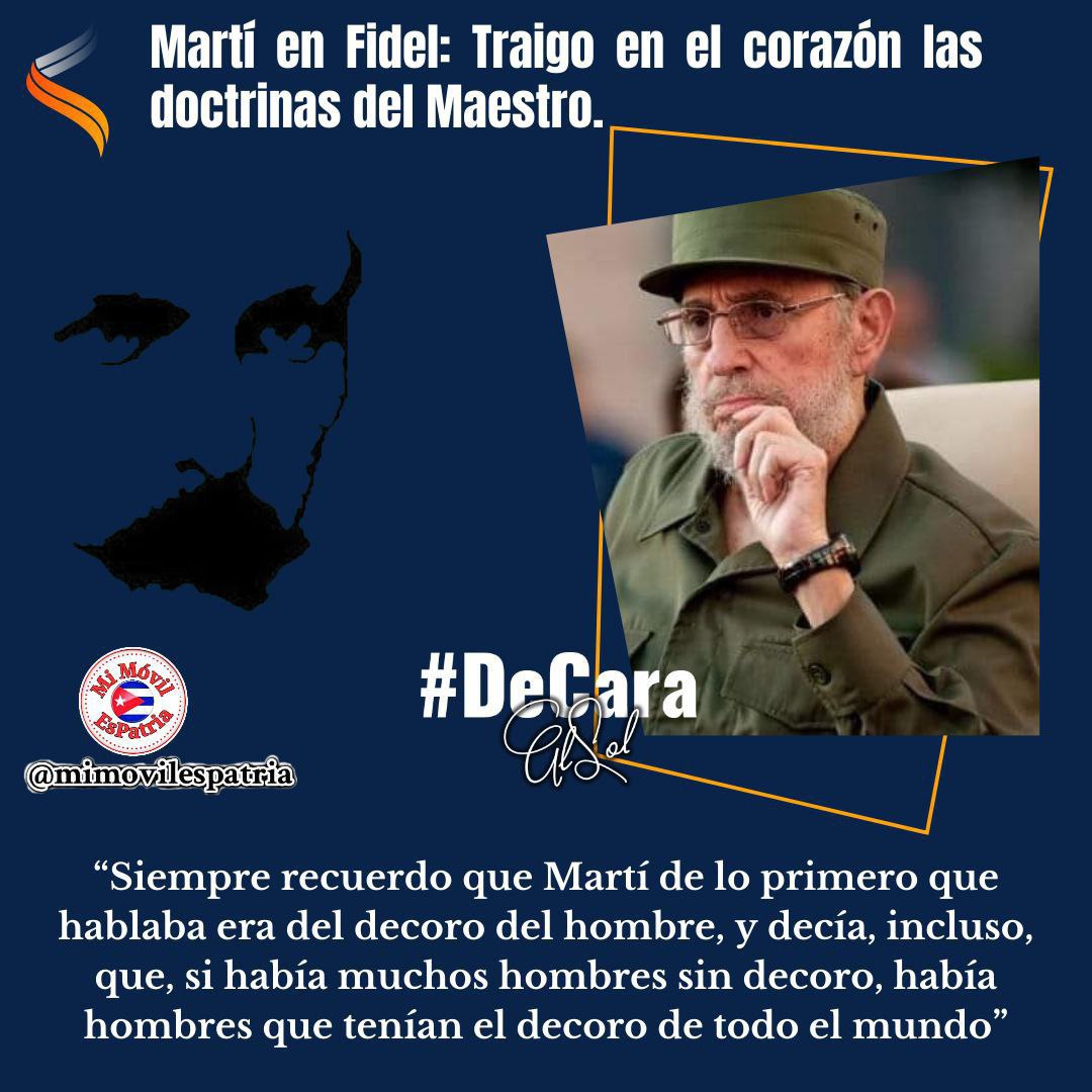 'Nuestra Patria tuvo el privilegio de ser cuna de uno de los más extraordinarios pensadores que han nacido en este hemisferio, José Martí.', así expresó Fidel, el sentir y el orgullo de nuestro país de tener entre sus más ilustres hijos al Apóstol. #DeCaraAlSol #MiMóvilEsPatria