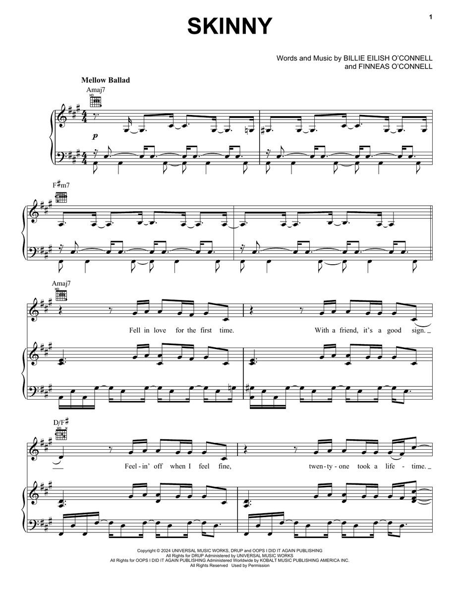 Billie Eilish SKINNY Sheet Music Notes freshsheetmusic.com/billie-eilish-… #freshsheetmusic #sheetmusic #pianolessons