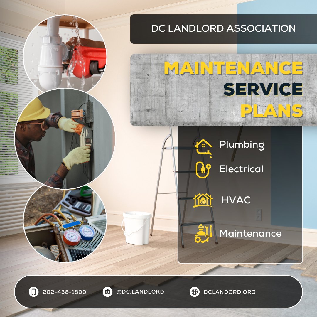 Maintenance Service Plans, enjoy savings of up to 50% - 75% on essential maintenance services for your properties! 💰 Say goodbye to hefty repair bills and hello to more cash in your pocket dclandlord.org/blog/maintenan… #MaintenancePlans #HomeRepairs