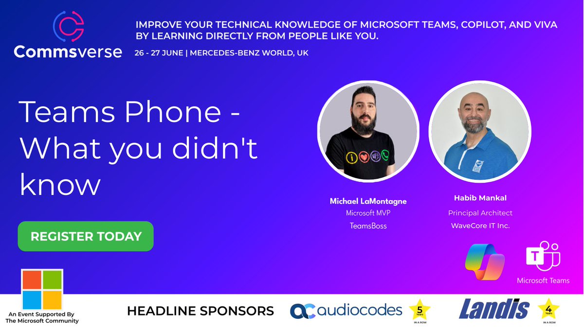 Teams Phone - What you didn't know by Michael LaMontagne and Habib Mankal at Commsverse 2024 📢 events.justattend.com/events/confere… #commsverse #microsoftteams #techcommunity