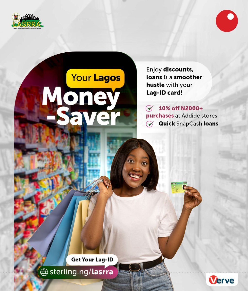 Unlock sweet deals and loans with a Lag-ID card. Apply at Sterling.ng/lasrra #Sterling #LagID #Lasrra