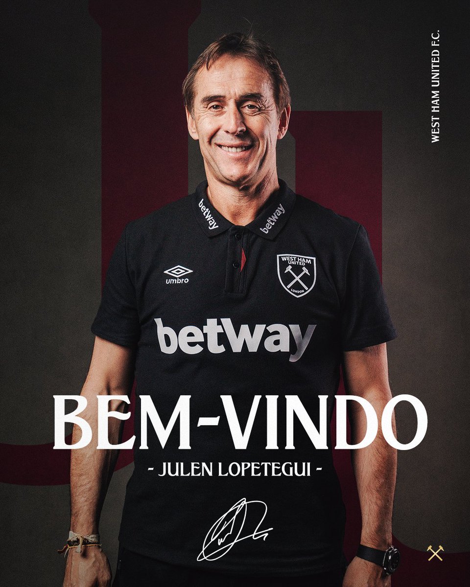 Diga olá ao novo técnico do West Ham United 👋
 
Bem-vindo a Londres, Julen Lopetegui! ⚒️