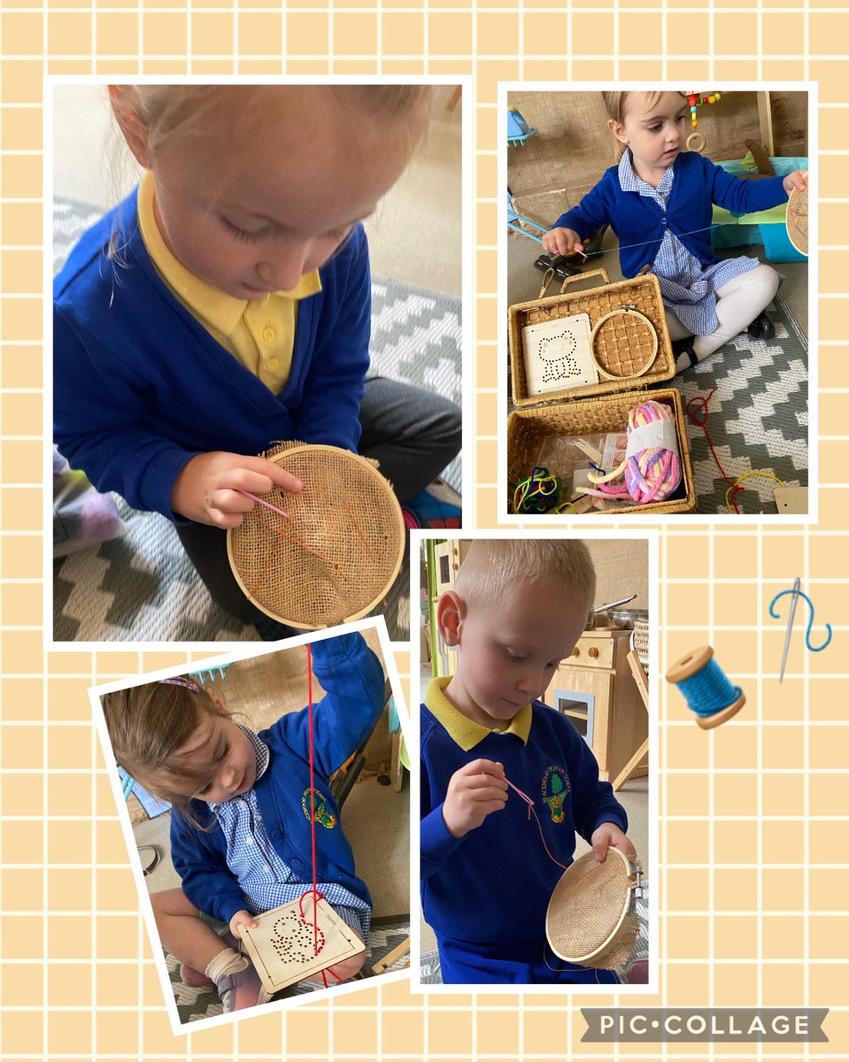 We explored our sewing box today! We used amazing hand-eye coordination to practice our sewing skills. 🪡 We can’t wait to develop this skill further. @Blackwood_PS