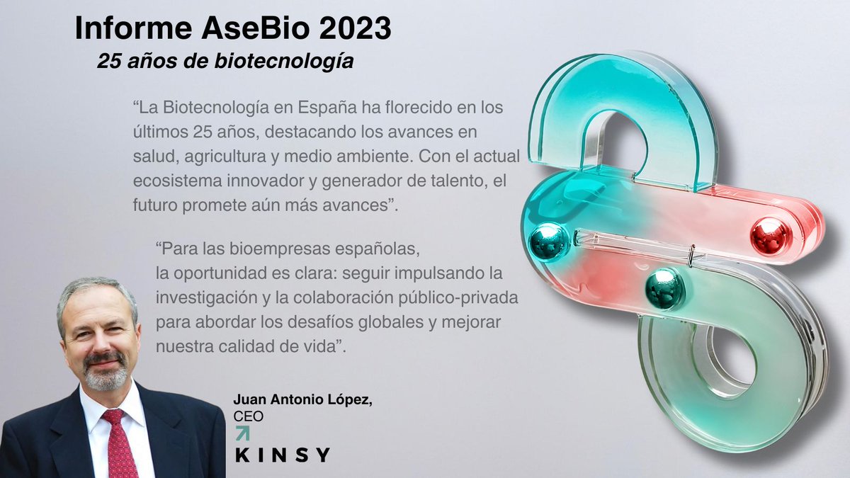 #25AñosDeBiotecnología | Para J.A. López, CEO de Kinsy, la #biotecnología ha 'florecido' con avances significativos y la industria tiene la oportunidad de impulsar el sector para mejorar la calidad de vida en España ➡️ Próximamente, el #InformeAseBio2023: asebio.com/actualidad/age…