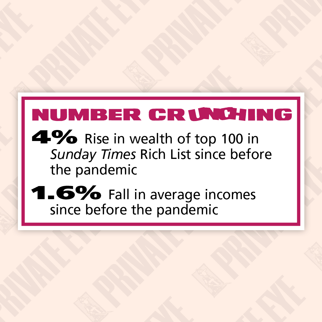 Number crunching: Rich List v average incomes, from the new Private Eye, out now.