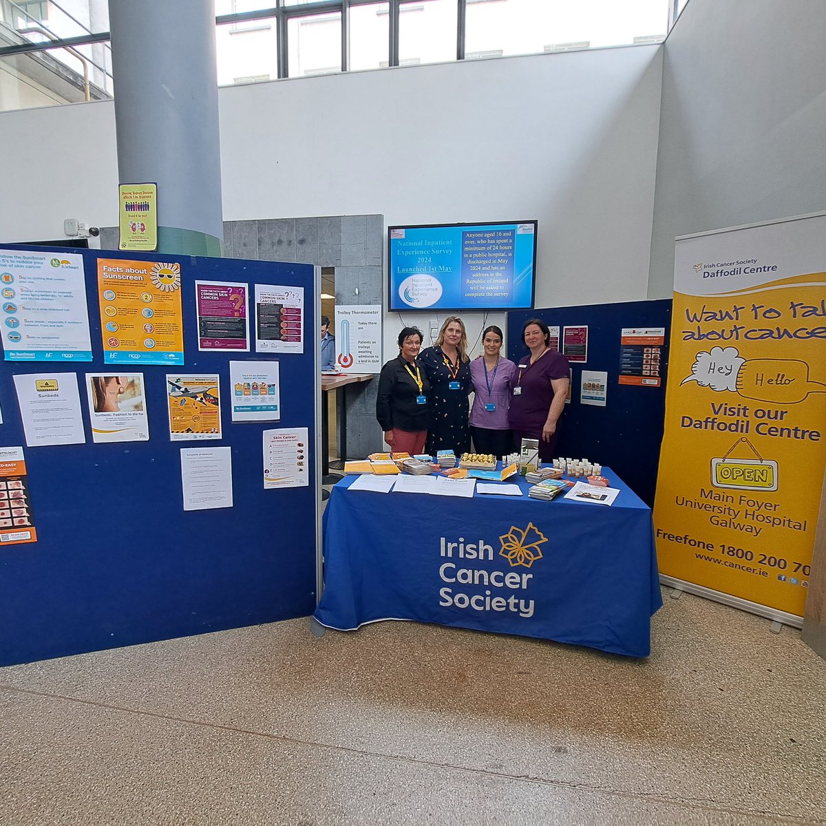 Sun Smart Skin Cancer Awareness stand in UHG in conjunction with Dermatology ANP and CNS @IrishCancerSoc @saoltagroup