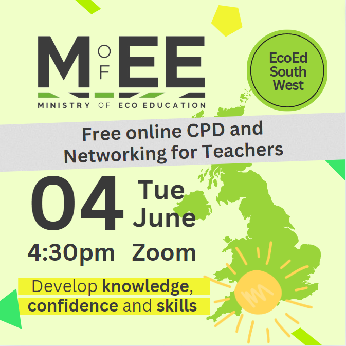 Tom from the Ministry of Eco Education is hosting free online sessions on the first Tuesday of every month at 4:30pm Sign up here us06web.zoom.us/meeting/regist… CPD and networking for educators in the South West