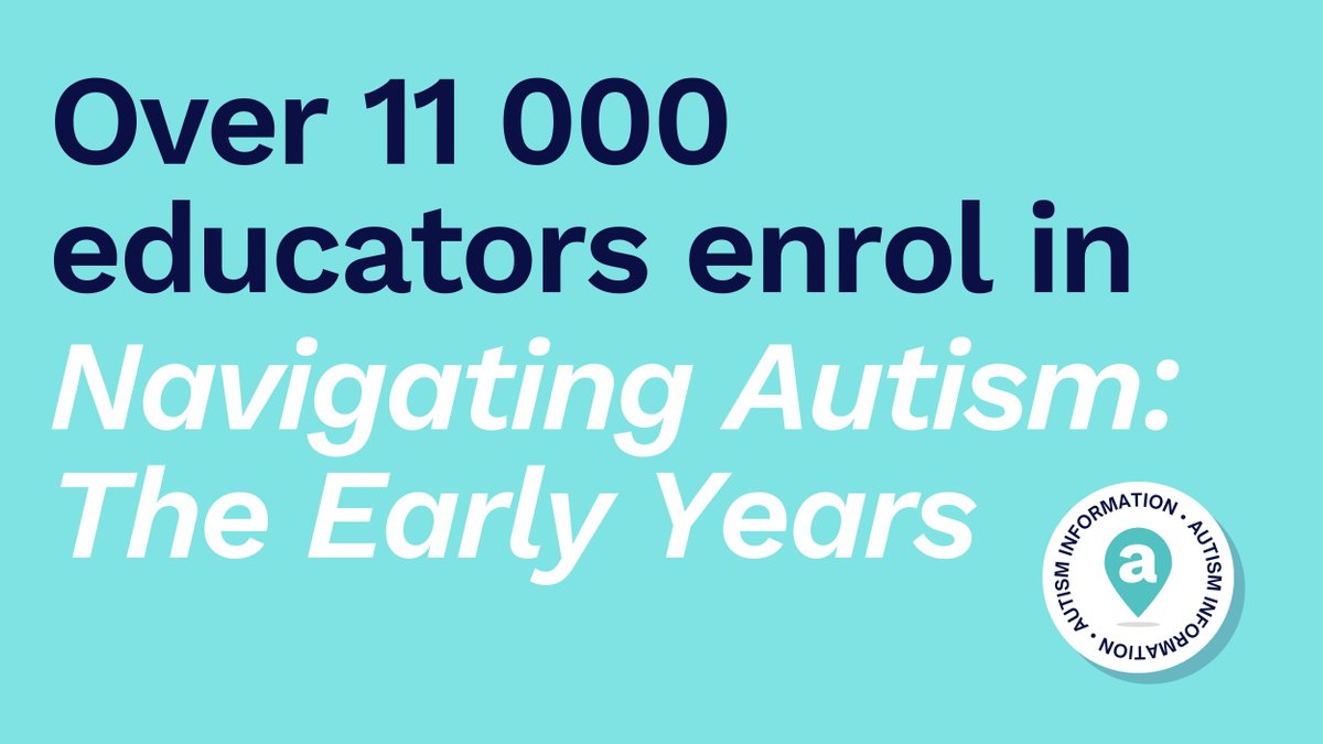 AutismAwareAus's tweet image. In just over three months, 11 000+ educators have enrolled in &apos;#NavigatingAutism: The Early Years.&apos; Our free course empowers #earlychildhood educators supporting #autistic children with knowledge, skills &amp;amp; confidence while supporting their wellbeing: buff.ly/3T14ckX