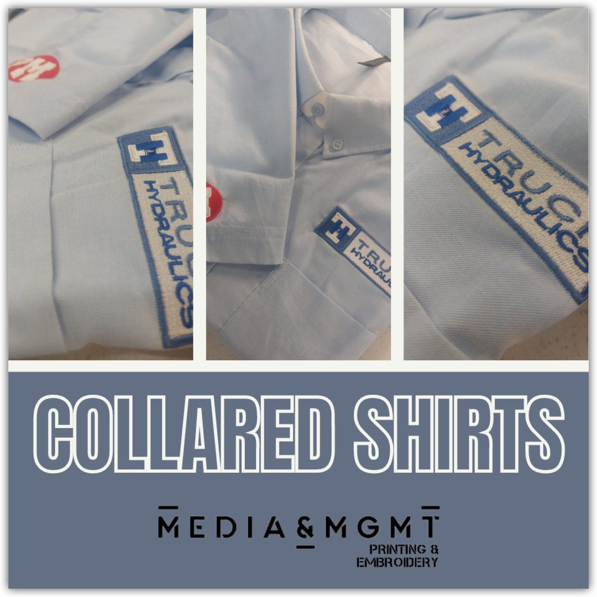 👔✨ Elevate Your Workwear Game! ✨👔 Step up your professional look with our premium collared shirts, perfect for any workplace. Make a lasting impression with style and quality! 🌟 Head to our website under “Workwear” mgmt-print.co.uk #mediamgmtprintingandembroidery