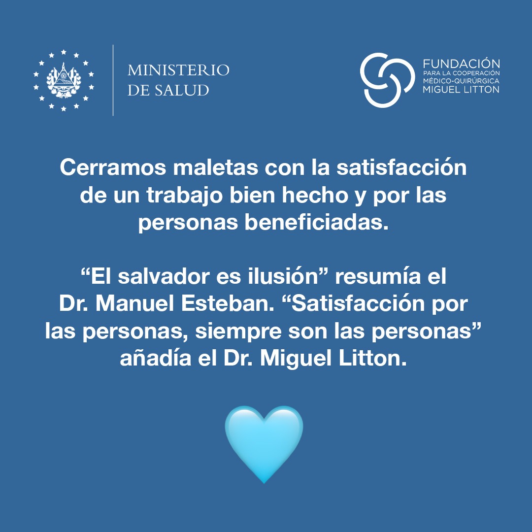 Recién llegados a El Salvador, fuimos acogidos por el Ministro Francisco Alabi para iniciar nuestra brigada quirúrgica con el equipo del hospital Zacamil. Tras días de arduo trabajo mejorando vidas, nos fuimos llenos de satisfacción, "Satisfacción por las personas," añade el Dr.
