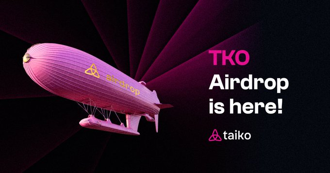 🪂 Taiko Airdrop Checker is now live! 

 5% of the initial $TKO supply has been allocated for the phase 1 airdrop. The team has decided not to reveal the complete eligibility criterias.

⚔️Check your allocation here:  claim.taiko.xyz

Claiming will be live soon 🔜