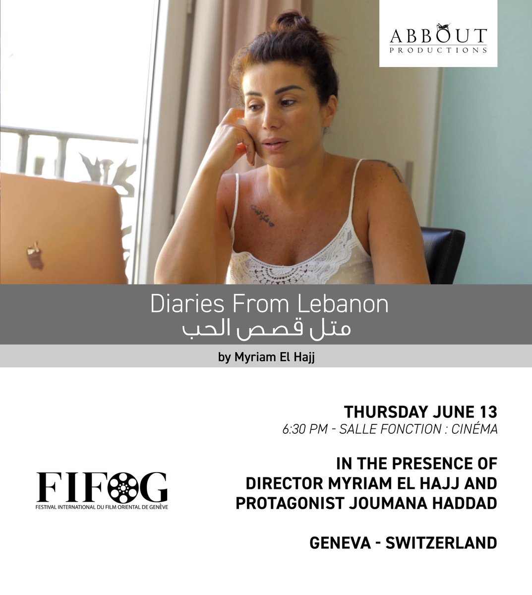 Director Myriam El Hajj and Protagonist Joumana Haddad will be present at <a href="/fifog_geneve/">FIFOG</a> for the screening of the feature documentary “Diaries From Lebanon” 

Be there and get the chance to meet them after watching the film.

<a href="/MAD_Solutions/">MAD Solutions</a>