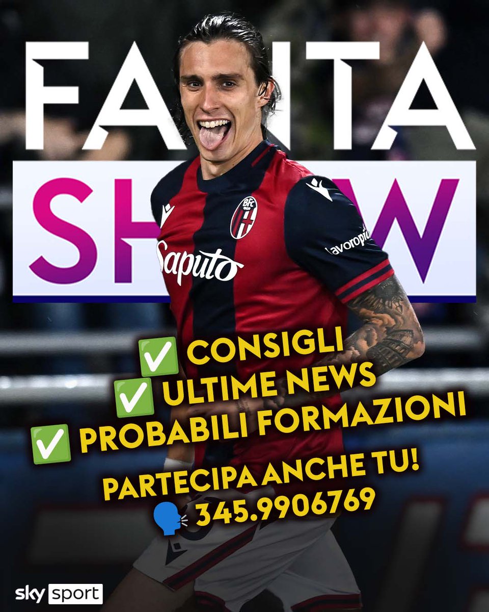 📣 Torna #SkyFantaShow
🗓 Oggi alle 18.30 l'ultima puntata della stagione in diretta su #SkySport 24
👥 Con <a href="/MarioGiunta/">Mario Giunta</a> e <a href="/fains/">Valerio Spinella</a> 

🤔 Dubbi sulla formazione❓
🗣️ Mandaci un messaggio vocale su whatsapp al numero 345.9906769
🔊 I migliori saranno ascoltati in trasmissione