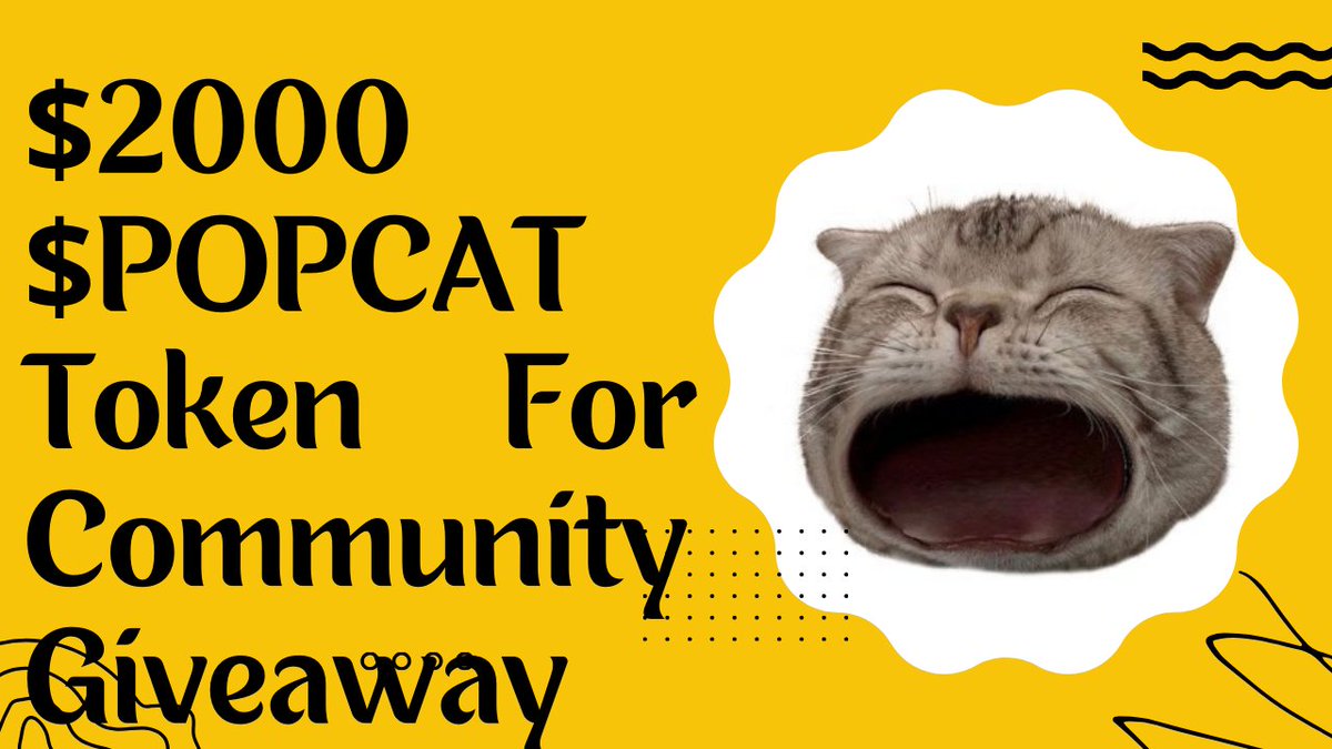 🥳 POPCAT x NFT VENTURE #FCFS #Airdrop 

🏆 Prize Pool » $2000 Worth $POPCAT Token 

To Enter :-
✅ Follow @Popcatxyz
✅ RT & Tag 3 Friends
✅ Complete #Gleam ⤵️
gleam.io/3HLB9/nft-vent…

⌛ End 30 May
#Airdrop #Giveaway #Crypto #IDO #Solana #Memecoin #FCFS #BNB #Ai #usdt