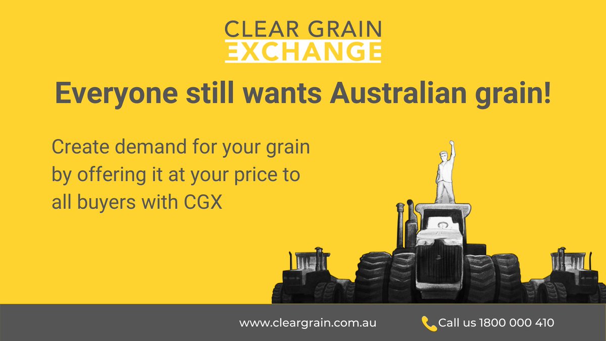 15,162mt traded on @ClearGrain Exchange & #igrain today🚜 Prices push higher as buyer demand intensifies🧐 CGX Trades NIPT1 Ade $941 CAN Por $709 H1 Kwi $435 APW2 Kwi $420 AGP1 Ade $373 BFED1 Kwi $365 igrain sales APW1 XF Riverina $355 APW1 XF Nth Mallee $345 +more!