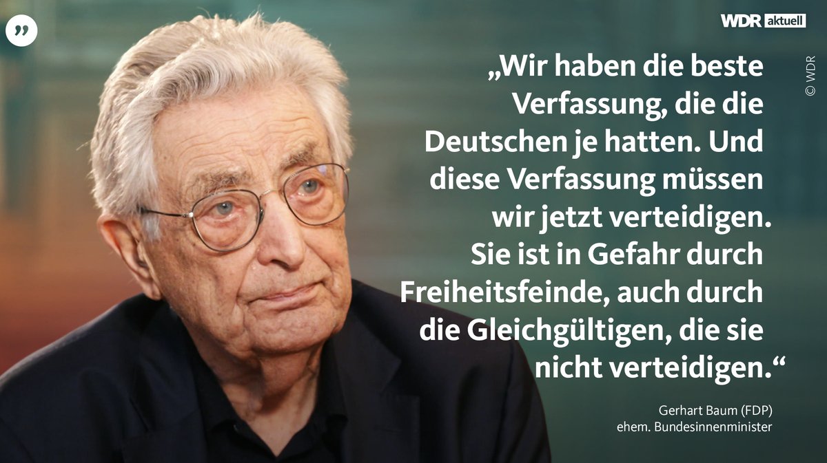 Das #Grundgesetz wird heute 75 Jahre alt. 'Wir feiern - das sollten wir auch', sagt Gerhart Baum (@fdp). Aber der ehemalige Innenminister warnt auch: 'Wir sind in einem ganz gefährlichen Moment der Menschheitsgeschichte. Ich übertreibe nicht!'

www1.wdr.de/nachrichten/ge…