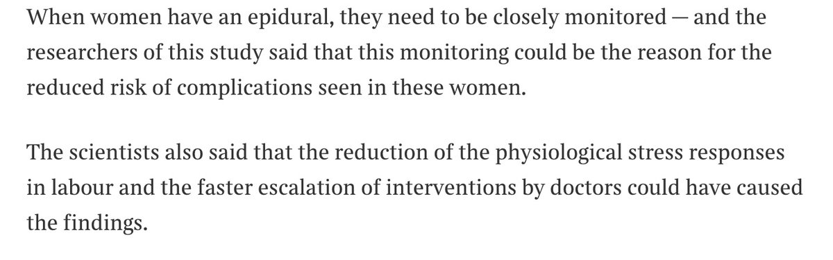 From the Times report on the epidurals research. Who would have thought that closer monitoring of women in labour would lead to better outcomes?