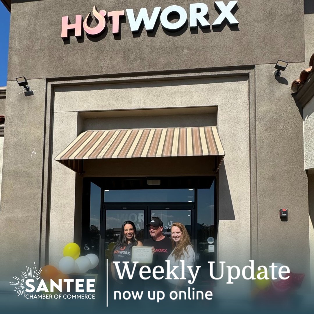 In this week's Weekly Update, Santee Chamber CEO, Kristen Dare, talks about celebrating the grand-opening of HotWorx Studio Santee. #santeechamber #ecyp