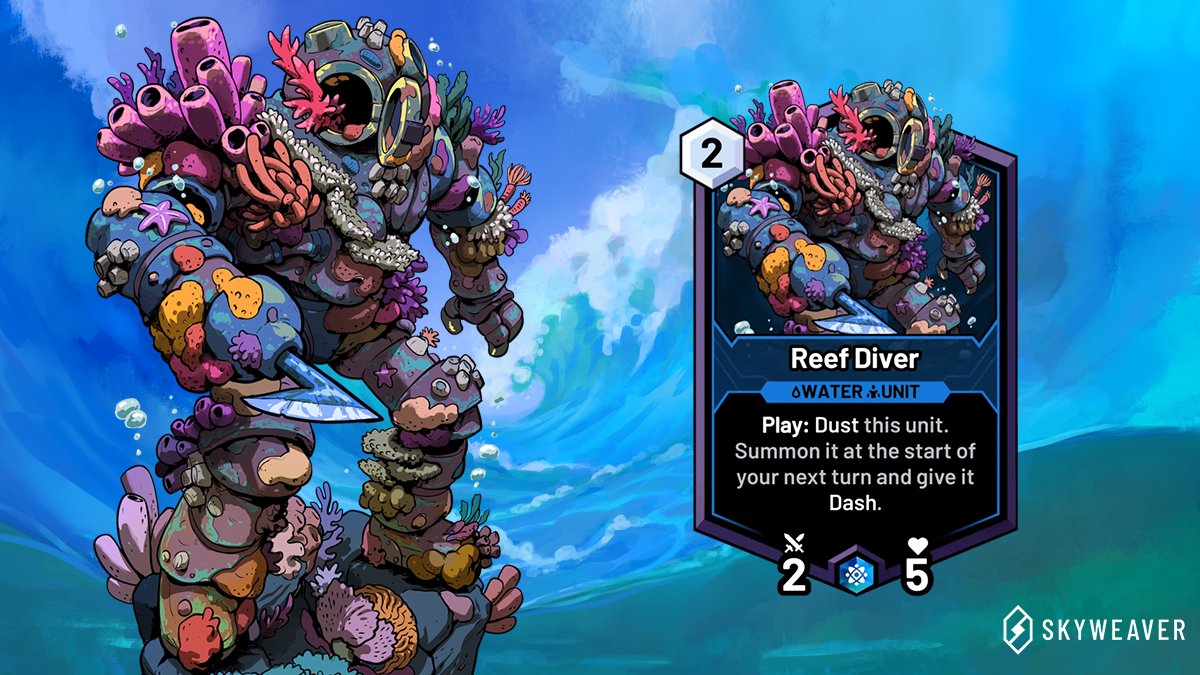 "Such suits were made to explore the reefs below. It seems only fair the reefs use them to explore the world above."

Check out all the details about Reef Diver here 👉 go.skyweaver.net/ReefDiver