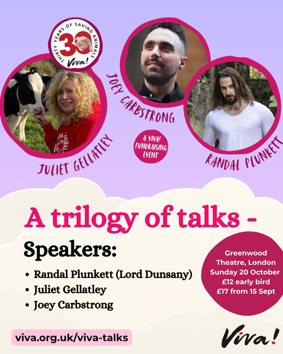 Special Announcement 🎉 We are hosting a trilogy of talks to celebrate Viva!'s 30th anniversary! The speakers will be: 📆 WHEN: Sunday 20 October 📍 WHERE: Greenwood Theatre, London 🎫 TICKETS: £12 early bird; £17 from 15 Sept Are you joining us? 👉 viva.org.uk/viva-talks