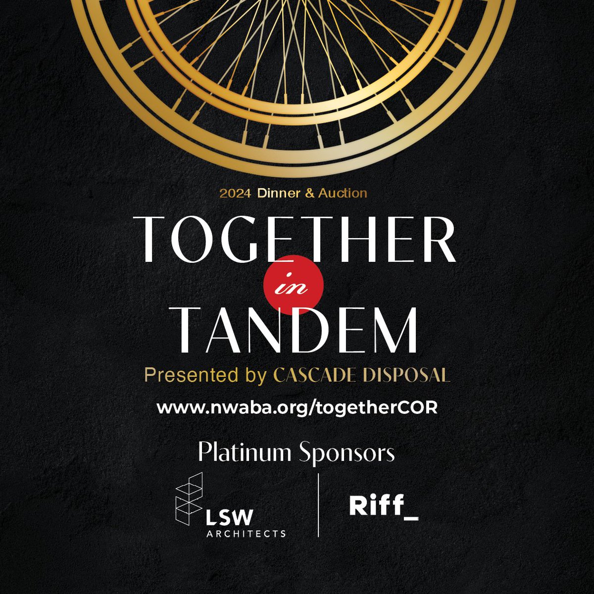 Tonight is the big night of our #TogetherInTandem dinner &amp; auction. We are grateful to have <a href="/lswarchitects/">LSW Architects</a> &amp; #riff_agency as our #platinumsponsors. It's going to be a great night in #BendOR as we support our programs and celebrate our athletes. #nwaba nwaba.org/togethercor