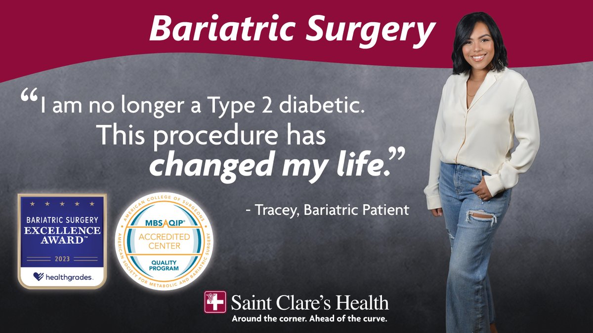 SaintClares's tweet photo. Saint Clare's Health is Morris County’s first accredited Comprehensive Center for Bariatric Surgery. Learn more at https://t.co/L29imBQgAQ
#bariatric #bariatricsurgery #wls #weightloss #journey #weightlossjourney #transformation #saintclareshealth #aroundthecorner #aheadofth... https://t.co/JVsBDBnB5Z