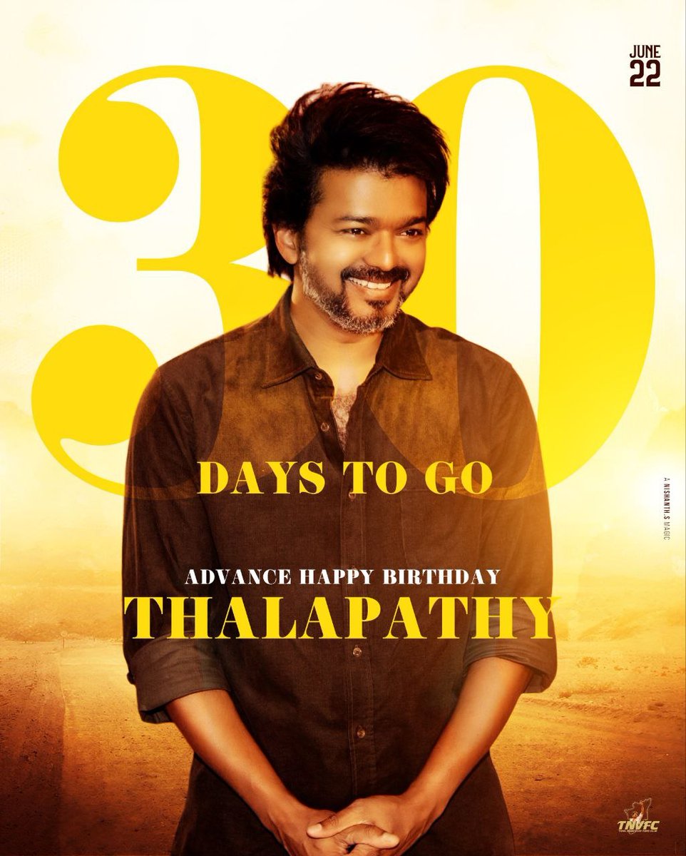 Thalapathy's 50th Bday 🌟 Just 30 Days to go 🥁❤️‍🔥 And Here is the Special Tag 🥳 #VIJAYBdayFestin1Month