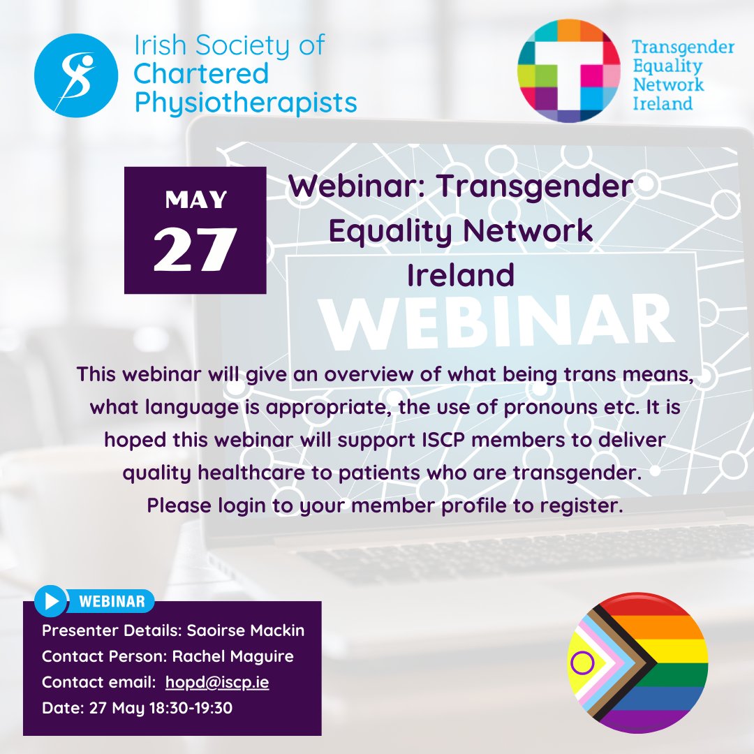 Join the webinar by Transgender Equality Network Ireland on May 27 to learn about trans identities, appropriate language, pronouns, and more. Members, log in to register.