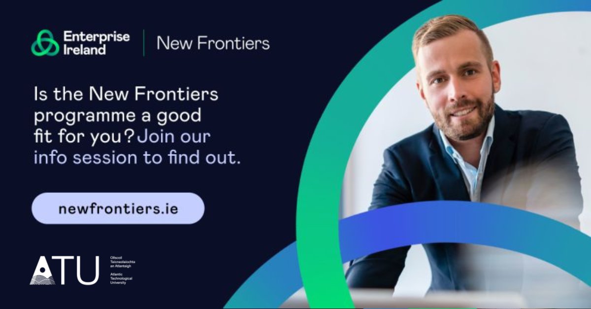 New Frontiers ATU Sligo - Donegal (@newfrontiersnw) on Twitter photo If you've got the passion, the drive, and the ambition to make your startup dreams a reality, then New Frontiers ATU Sligo – Donegal is calling your name.
Mark your calendars for our Group Briefing on 12:30 pm Tuesday 4th June!
Contact us newfrontiersnw@atu.ie If you've got the passion, the drive, and the ambition to make your startup dreams a reality, then New Frontiers ATU Sligo – Donegal is calling your name.
Mark your calendars for our Group Briefing on 12:30 pm Tuesday 4th June!
Contact us newfrontiersnw@atu.ie