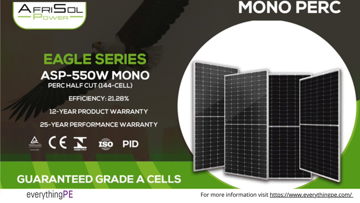 Introducing 540 W Mono-Crystalline Solar Panel with 144 Half-Cells from AfriSol Power Learn more: ow.ly/2a2M50RSllC #products #datasheet #manufacturing #quotation #solarpanel #renewableenergy #energystorage #powerconversion #powermanagement #powerelectronics #afrisolpower