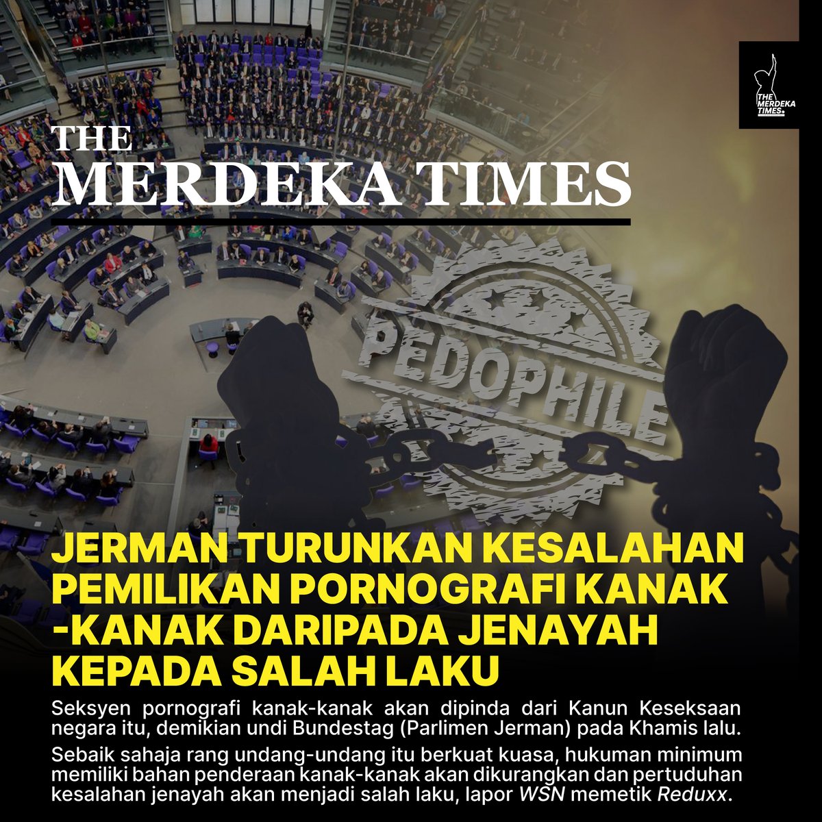 Apakah langkah yang bakal menggembirakan kelompok pedofilia ini satu tindakan ‘bijak’ parlimen Jerman? #jerman #pedofilia #bahanlucah #kanakkanak #penderaanseksual #themerdekatimes themerdekatimes.com/news/2024/05/j…