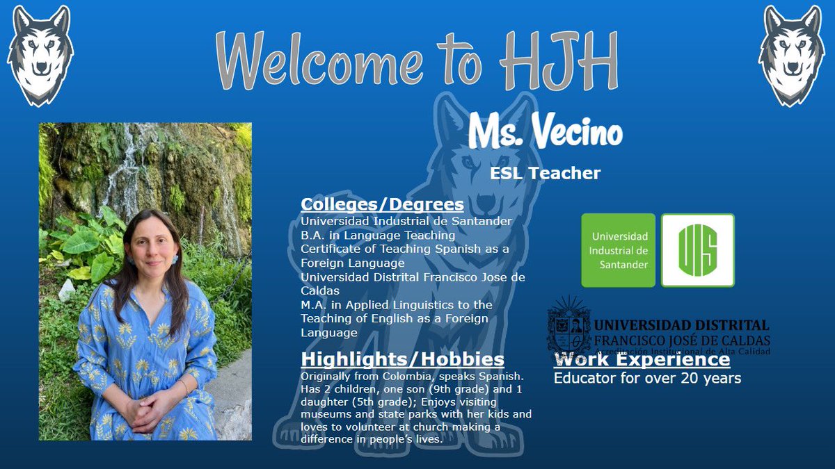 Meet our new ESL Teacher, Ms. Vecino!! Welcome to our PACK!! 🐾 #WeAreHaskett