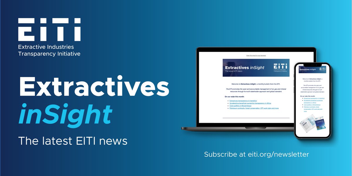 🗞️ EITI's May newsletter is out! Explore updates on: 🌎 Global collaboration on energy transition principles 🇦🇲 #Armenia's contract terms 🇸🇷 #Suriname's transparency path 🇺🇬 #Uganda's oil wealth foundations 📰 EITI Board, transition minerals & more. 👉 mailchi.mp/eiti/eiti-news…