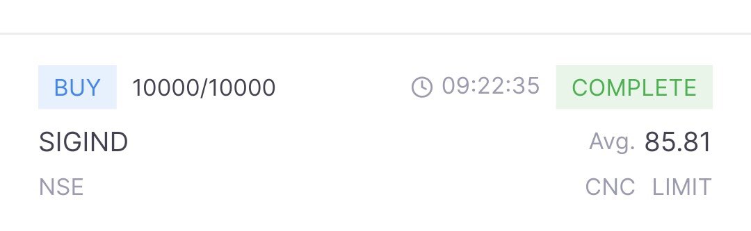 mystocks_in's tweet photo. #Sigind Enter in morning today blasted stock 11% .. Not sharing this trade due low liquidity..
86 To 92+ In intraday.. 🔥🔥 https://t.co/RgjdeMq8Or
