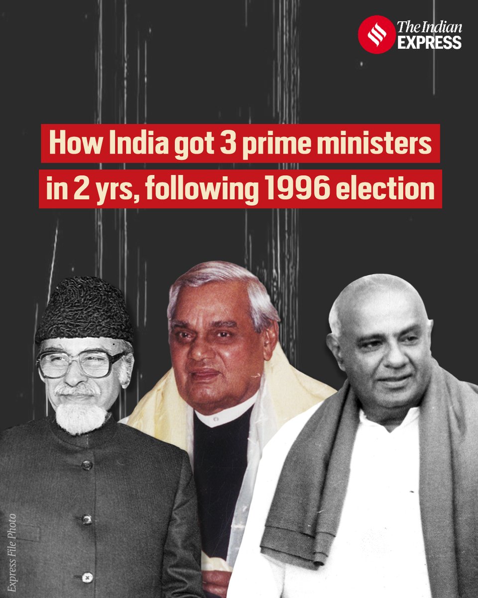 IndianExpress's tweet photo. After the BJP made history by emerging as the largest party in Lok Sabha, Atal Bihari Vajpayee became Prime Minister. 

But his government lasted only 13 days, and was followed by a coalition of 13 parties. (1/2)

Read: https://t.co/0IbKCi43Ib https://t.co/Wgg2jkqlzf