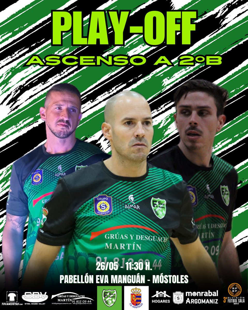 Se acerca el momento 👨‍🎤👨‍🎤👨‍🎤⚔️

Invitamos a todos nuestros aficionados a prestigiar el partido más importante del año, la lucha por el ascenso 🔥

¡Únete a nosotros! Vamos de verde al pabellón Eva Manguán y pelear por la plaza en 2º “B”