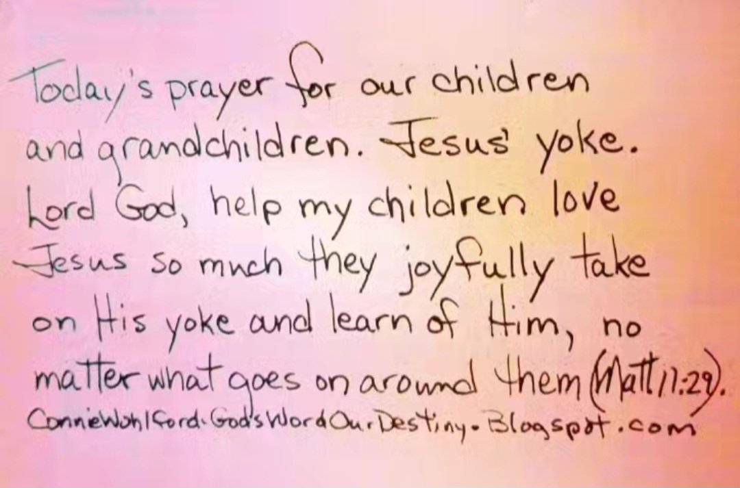 wohlford_connie's tweet photo. Today for our #children and #grandchildren: Jesus' yoke.
#JesusYoke #takeMyYoke #nomatterwhat #learn #LearnOfMe #GodsWordOurDestiny #LoveJesus #joy #prayforchildren #joyful #joyfully https://t.co/exXzjjo2ek https://t.co/ZpSdENfnyr