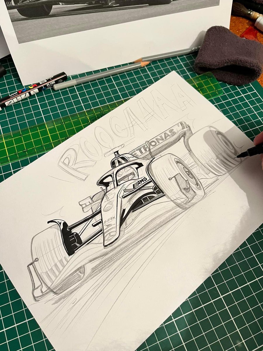 In progress George Russell Mercedes f1 AMG W13 ©️GrégoryRonot #f1 #dessin #monacoGP