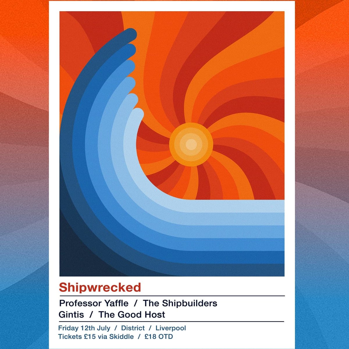 SHIPWRECKED - Low ticket warning

There aren't loads of tickets left for July's extravaganza featuring @ToffeeYaffle, @TheShipbuilders, @Gintismusic & @TheGoodHostBand, so we'd advise haste..

skiddle.com/whats-on/Liver…

🎑