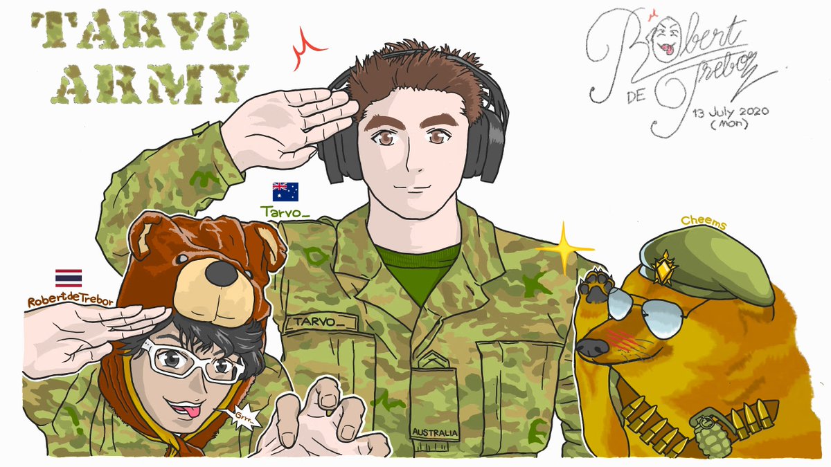 RobertDeTrebor's tweet photo. TARVO ARMY 💂 [I turn my online friends into an Anime Drawing # 03] #drawing #artwork #anime #soldier #australia #cheems https://t.co/DHrdRdfFXe