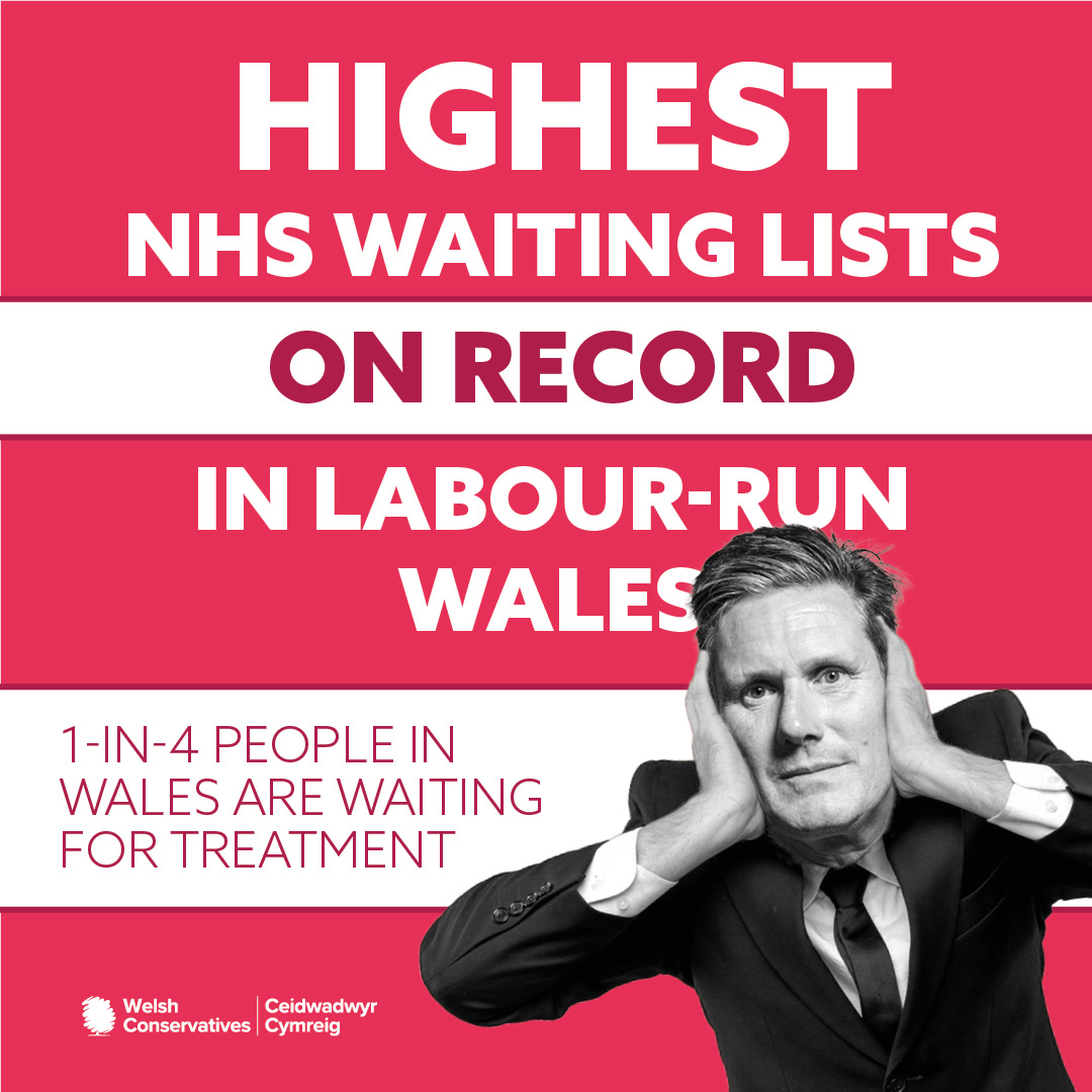 Keir Starmer called Labour-run Wales his “blueprint” for government. For 25 years, Labour has run the NHS in Wales where we have the longest waits for treatment in the UK. Today's figures are the HIGHEST on record and a stark warning for what Labour would do in power.